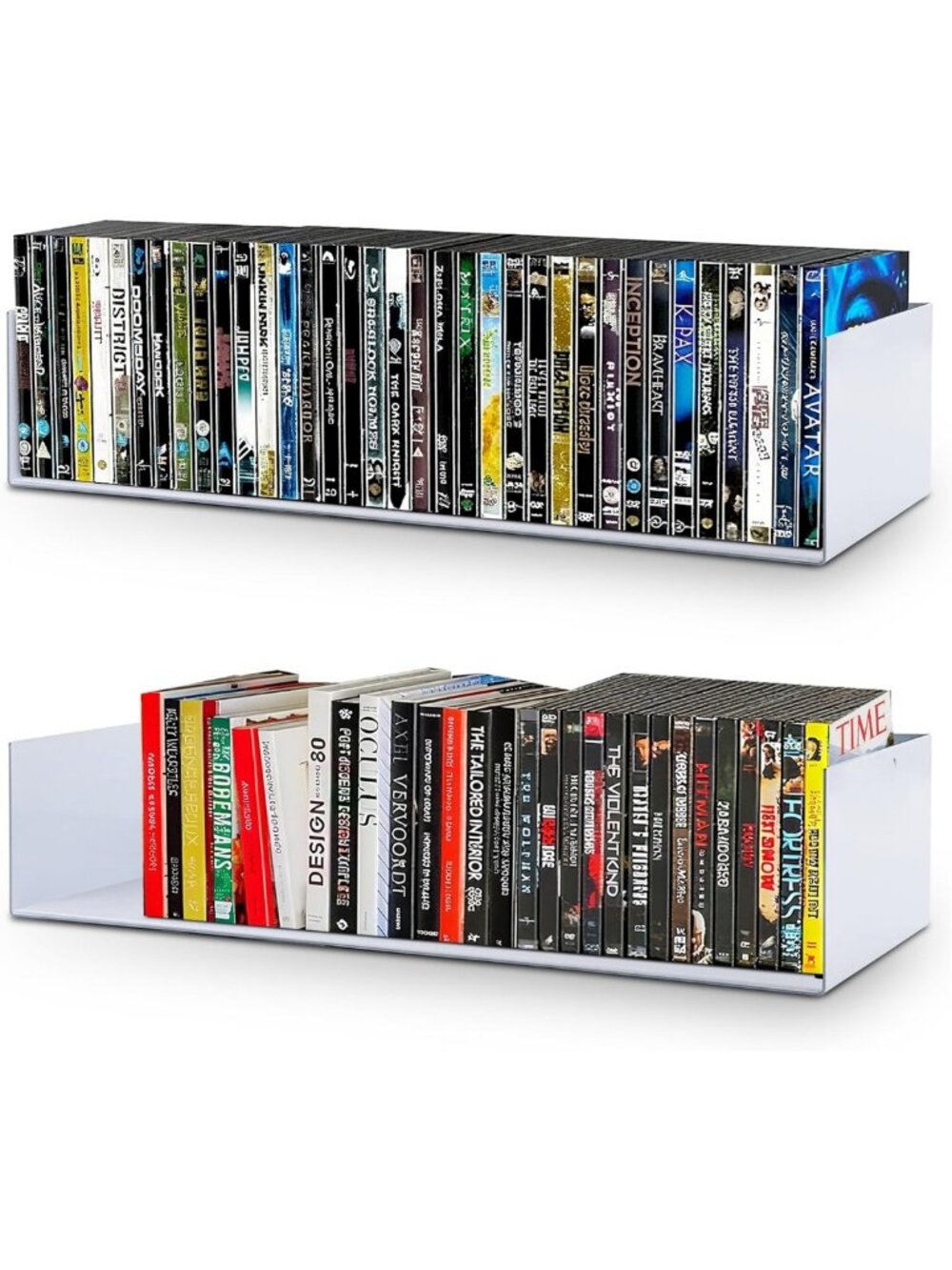 Set of 2 U-Shaped Floating Wall Shelves - Metal Bookshelf for CD/DVD Storage
